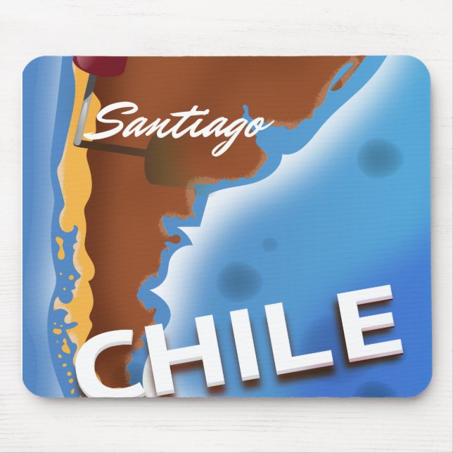 Chile Santiago Vintage Reiseplakat Mousepad (Vorne)