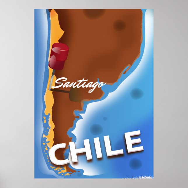 Chile Santiago Vintage Reiseplakat Poster (Vorne)