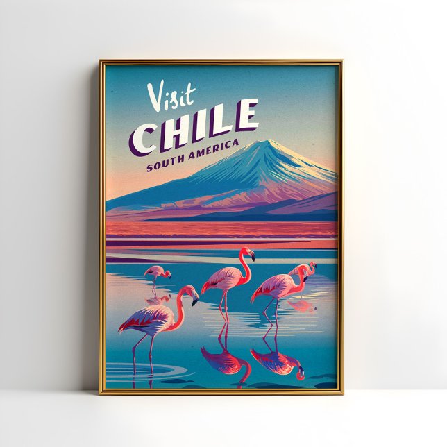 Chile Südamerika Vintage Travel Poster Flamingo (Von Creator hochgeladen)