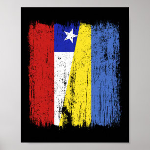 Chile Ukraine Halbflagge Chilenisch Ukrainisches E Poster