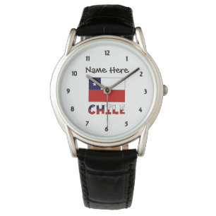 Chile und chilenische Flagge personalisiert Armbanduhr