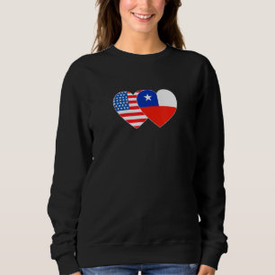Chile und USA Flag Twin Heart für Chile Sweatshirt
