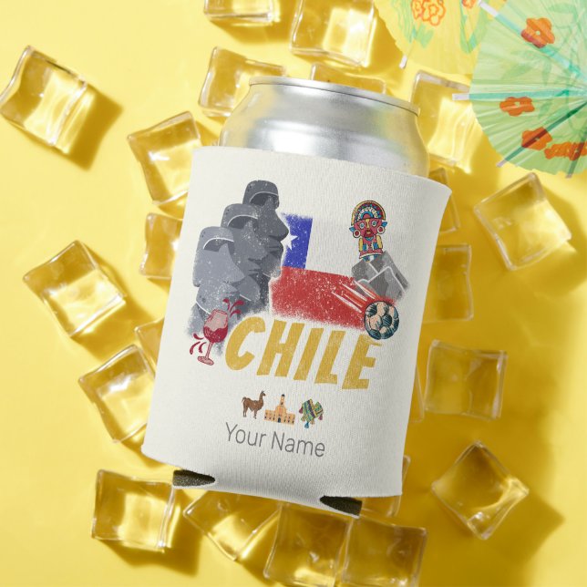 Chile Vintag Osterinsel Flag und Alpaca Dosenkühler (In Situ Sommer)