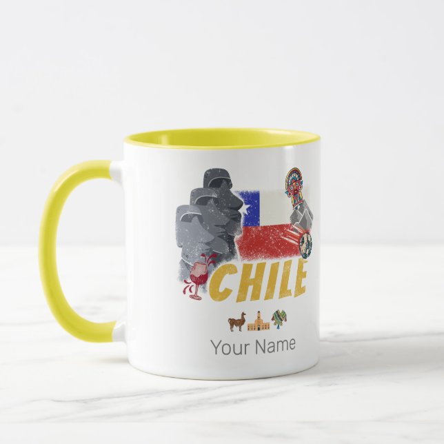 Chile Vintag Osterinsel Flag und Alpaca Tasse (Links)