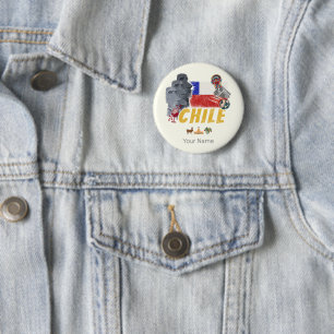Chile Vintage Osterinsel-Flagge und Alpaka Button