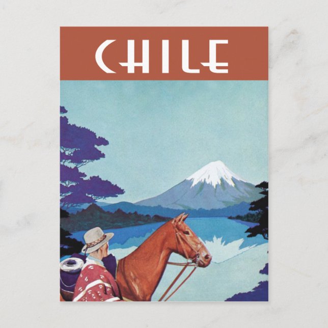Chile Vintage Reiseplakat Postkarte (Vorderseite)