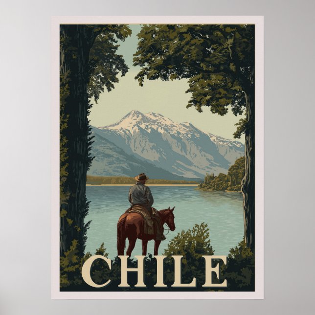 Chile Vintage Travel | Andes Mountain Poster (Vorne)