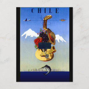 Chile Vintage Travel Poster Postkarte