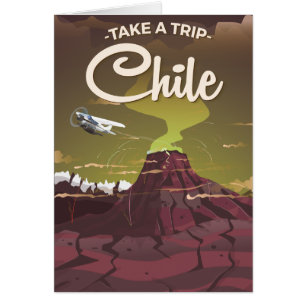 Chile Volcano Vintage Reiseplakat