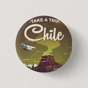 Chile Volcano Vintage Reiseplakat Button