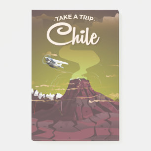 Chile Volcano Vintage Reiseplakat Post-it Klebezettel