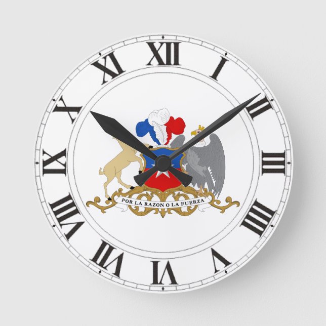 Chile-Wappen Runde Wanduhr (Vorderseite)