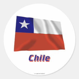 Chile Waving Flag mit Name Runder Aufkleber