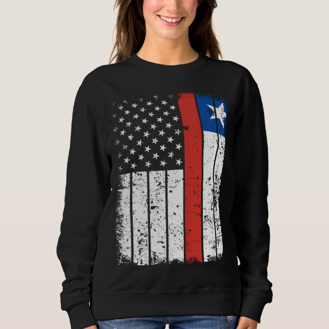 Chilean American Flag T-Shirt Pride Chile USA Sweatshirt (Vorderseite)