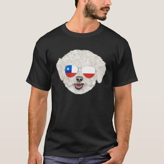 Chilean Flag Bichons Frise Dog Chile Pocket T-Shirt (Vorderseite)