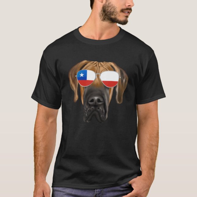 Chilean Flag Brown Great Dane Dog Chile Pocket T-Shirt (Vorderseite)