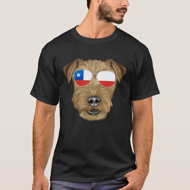 Chilean Flag Lakeland Terrier Dog Chile Pocket T-Shirt (Vorderseite)