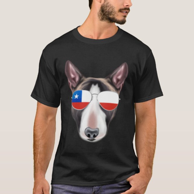 Chilean Flag Miniature Bull Terrier Dog Chile Pock T-Shirt (Vorderseite)