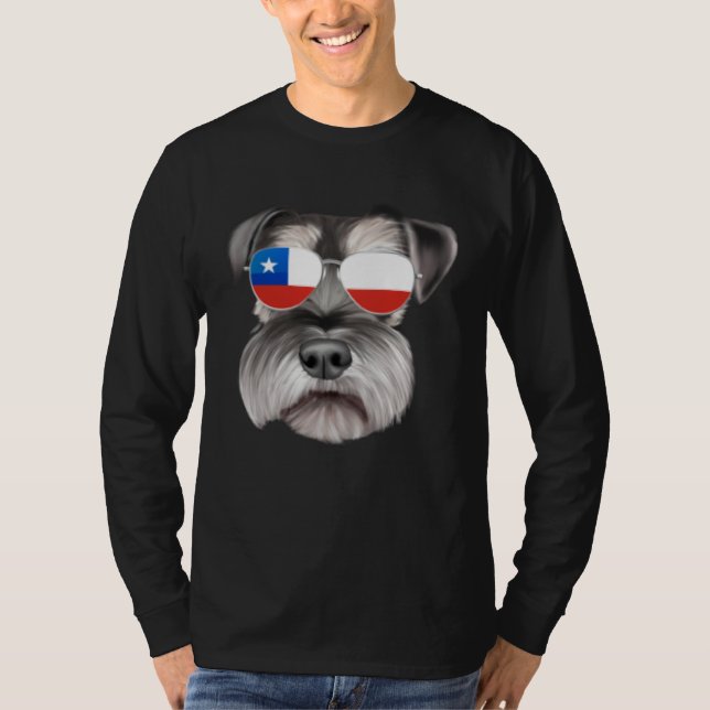 Chilean Flag Miniature Schnauzer Dog Chile Pocket T-Shirt (Vorderseite)