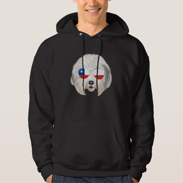 Chilean Flag Old English Sheepdog Dog Chile Pocket Hoodie (Vorderseite)