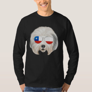 Chilean Flag Old English Sheepdog Dog Chile Pocket T-Shirt