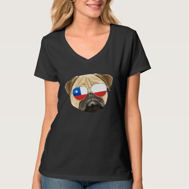 Chilean Flag Pug Dog Chile Pocket T-Shirt (Vorderseite)