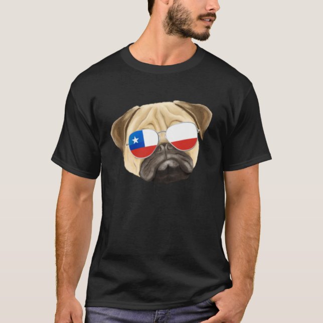 Chilean Flag Pug Dog Chile Pocket T-Shirt (Vorderseite)