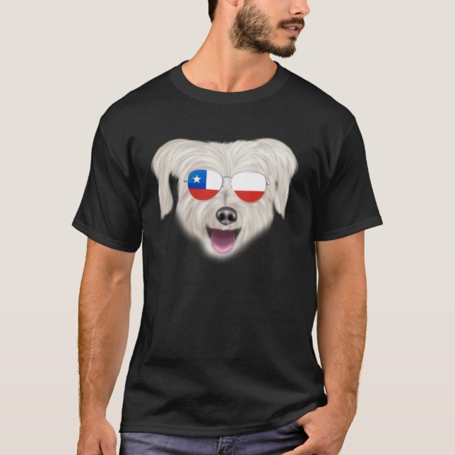 Chilean Flag Pyrenean Shepherd Dog Chile Pocket T-Shirt (Vorderseite)