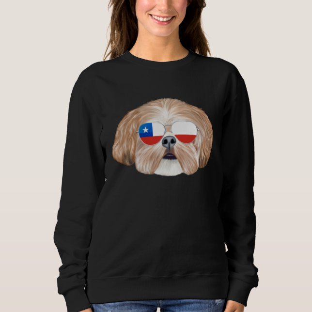 Chilean Flag Shih Tzu Dog Chile Pocket Sweatshirt (Vorderseite)
