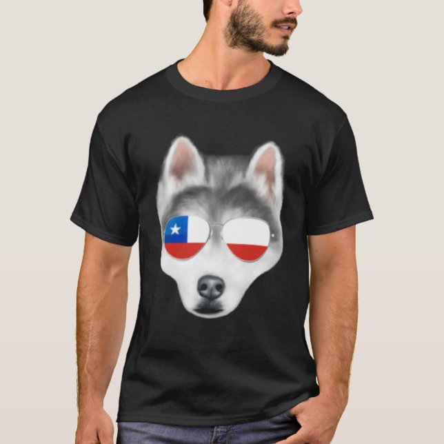 Chilean Flag Siberian Husky Dog Chile Pocket T-Shirt (Vorderseite)