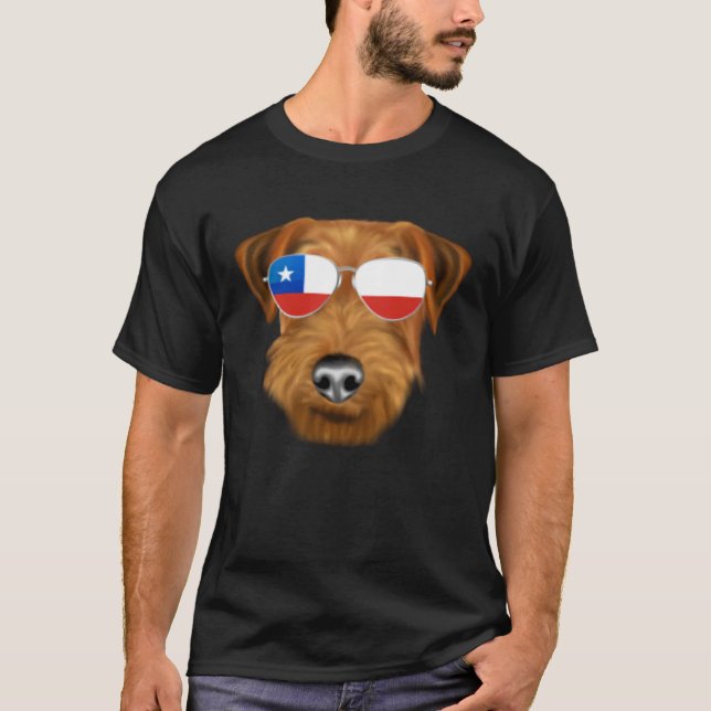 Chilean Flag Welsh Terrier Dog Chile Pocket T-Shirt (Vorderseite)