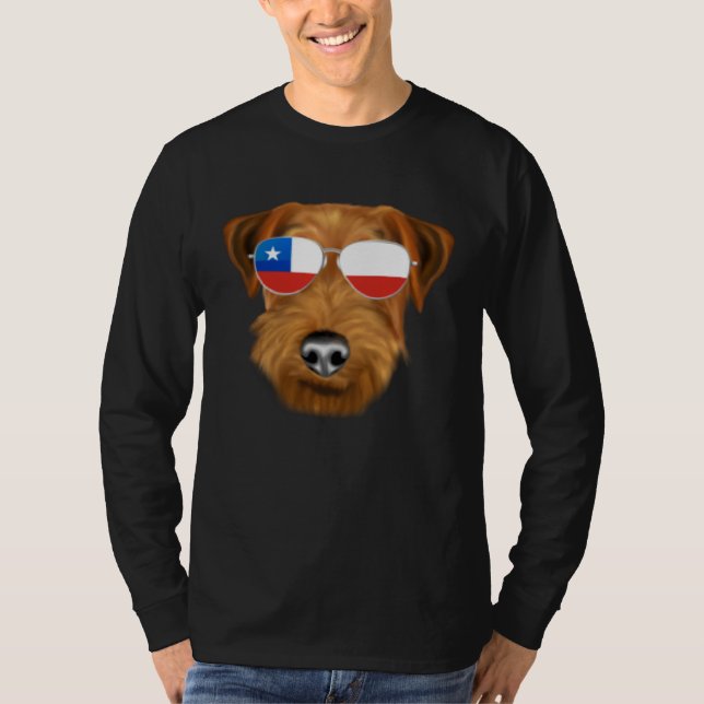 Chilean Flag Welsh Terrier Dog Chile Pocket T-Shirt (Vorderseite)