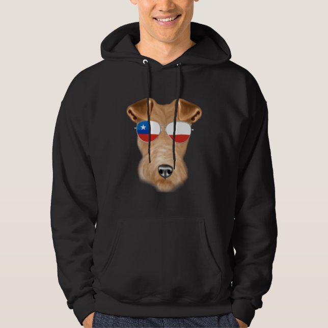 Chilean Flag Wire Fox Terrier Dog Chile Pocket Hoodie (Vorderseite)