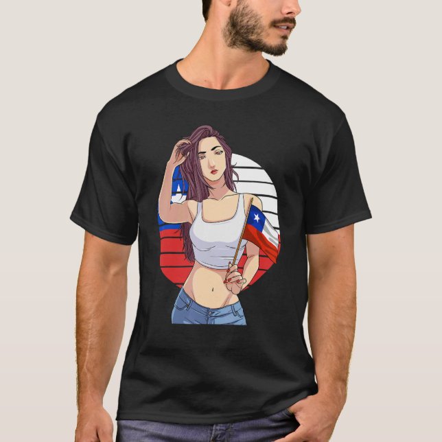Chilean Girl Latino Pride Chile Flag Proud Chileno T-Shirt (Vorderseite)