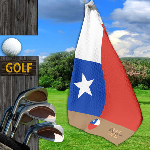 chilenische Flagge & Chile mit Monogramm / Golftü Golfhandtuch