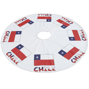 Chilenische Flagge mit Chile Fleece Weihnachtsbaumdecke