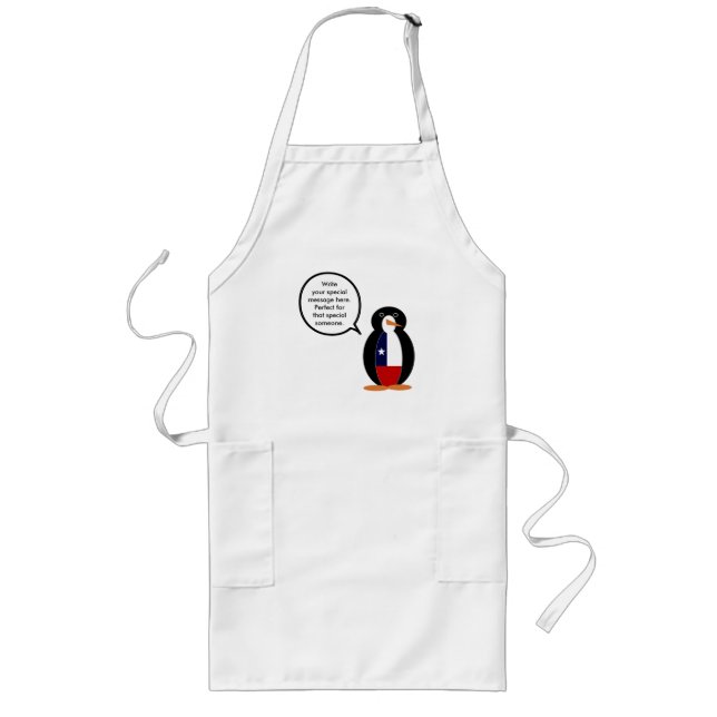 chilenische Flagge mit Pinguin Lange Schürze (Vorne)