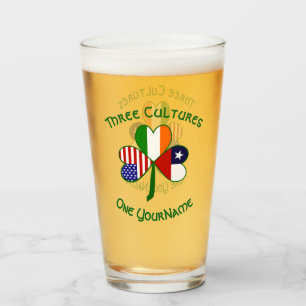 Chilenische Irische Amerikanische Flaggen Shamrock Glas