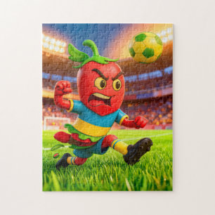 Chilenischer Chili-Pfeffer-Fußballspieler im Stadi Puzzle