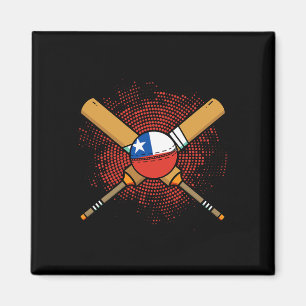 Chilenischer Cricket-Schläger und Ll-Flagge Chiles Magnet