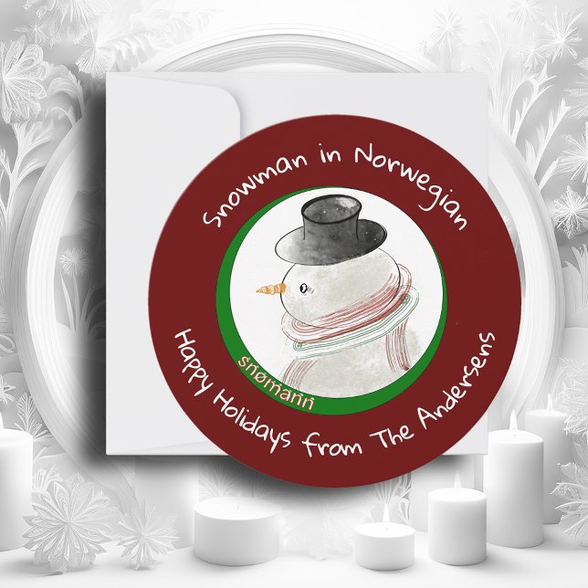 Chilenischer runder norwegischer Schneemann Feiertagskarte (Von Creator hochgeladen)