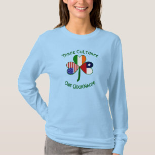Chilenisches Irish USA Flags Kleeblatt Personalisi T-Shirt