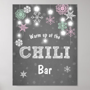 Chili Bar Schild Pink Mint Winter Schneeflocken Ch