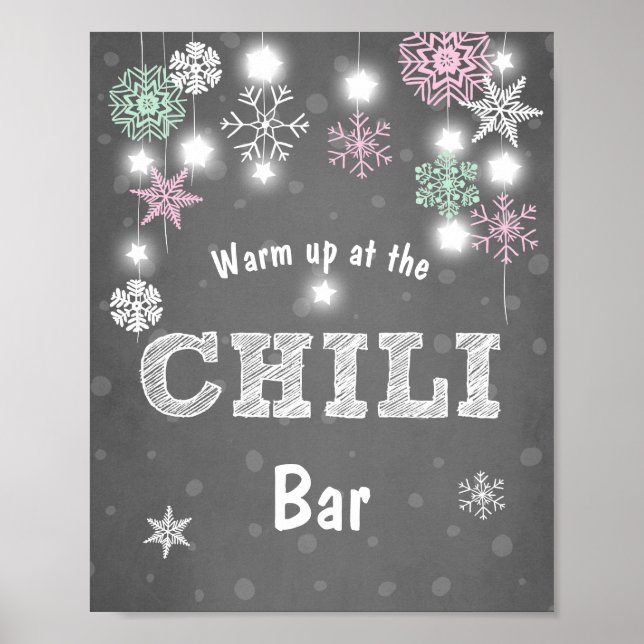 Chili Bar Schild Pink Mint Winter Schneeflocken Ch (Vorne)