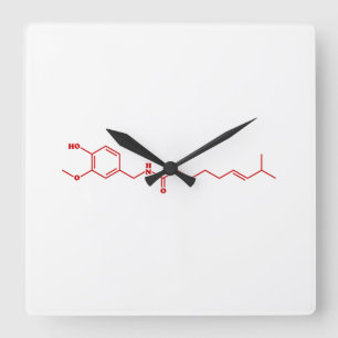 Chili Capsaicin Molecular Chemical Formula Quadratische Wanduhr