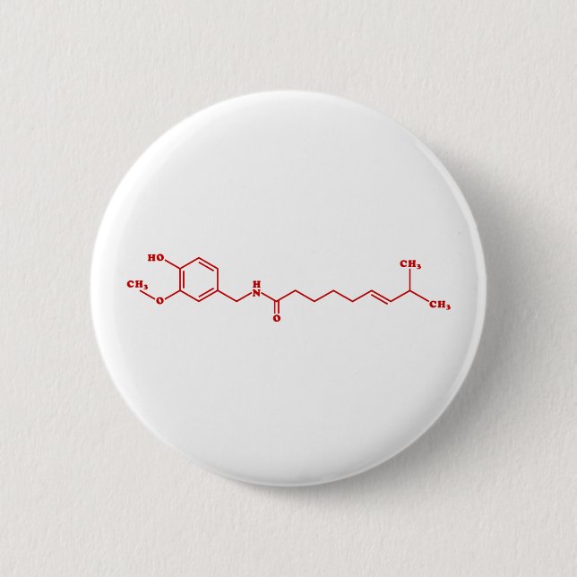 Chili Capsaicin Molekulare Chemische Formel Button (Vorderseite)