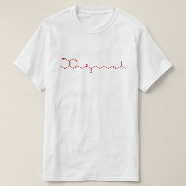 Chili Capsaicin Molekulare chemische Formel T-Shirt (Design vorne)