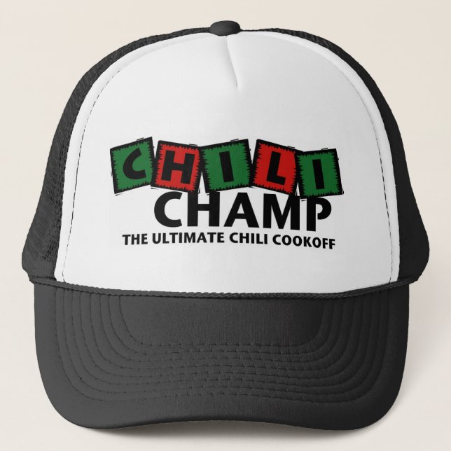 Chili-Champions-Logo-Hut Truckerkappe (Vorderseite)