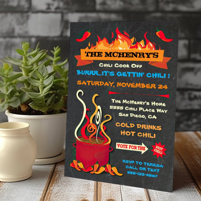 CHILI COOK OFF Chalkboard Party Poster Einladung (Von Creator hochgeladen)