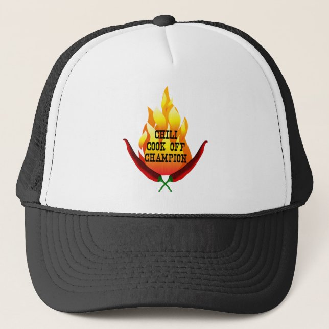 Chili Cook Off Champion Flame Design Truckerkappe (Vorderseite)